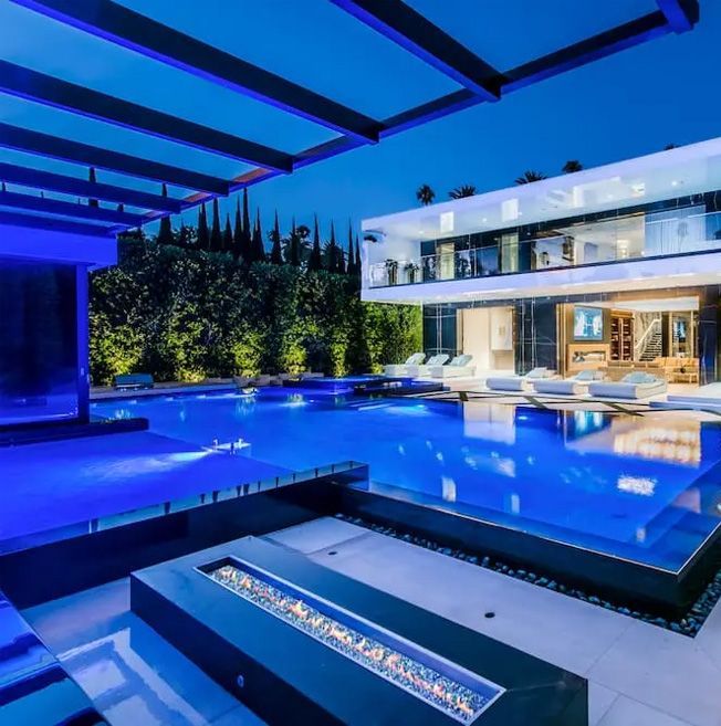 Night shot with pool