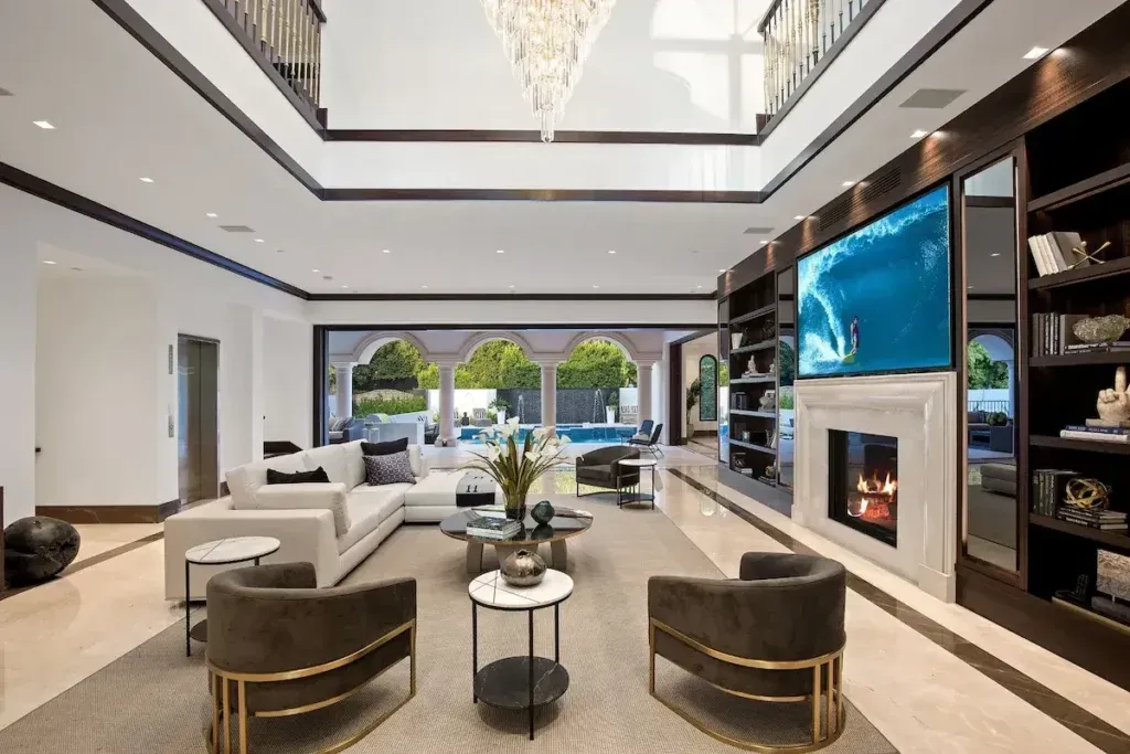Alpine Mansion living room with TV Room