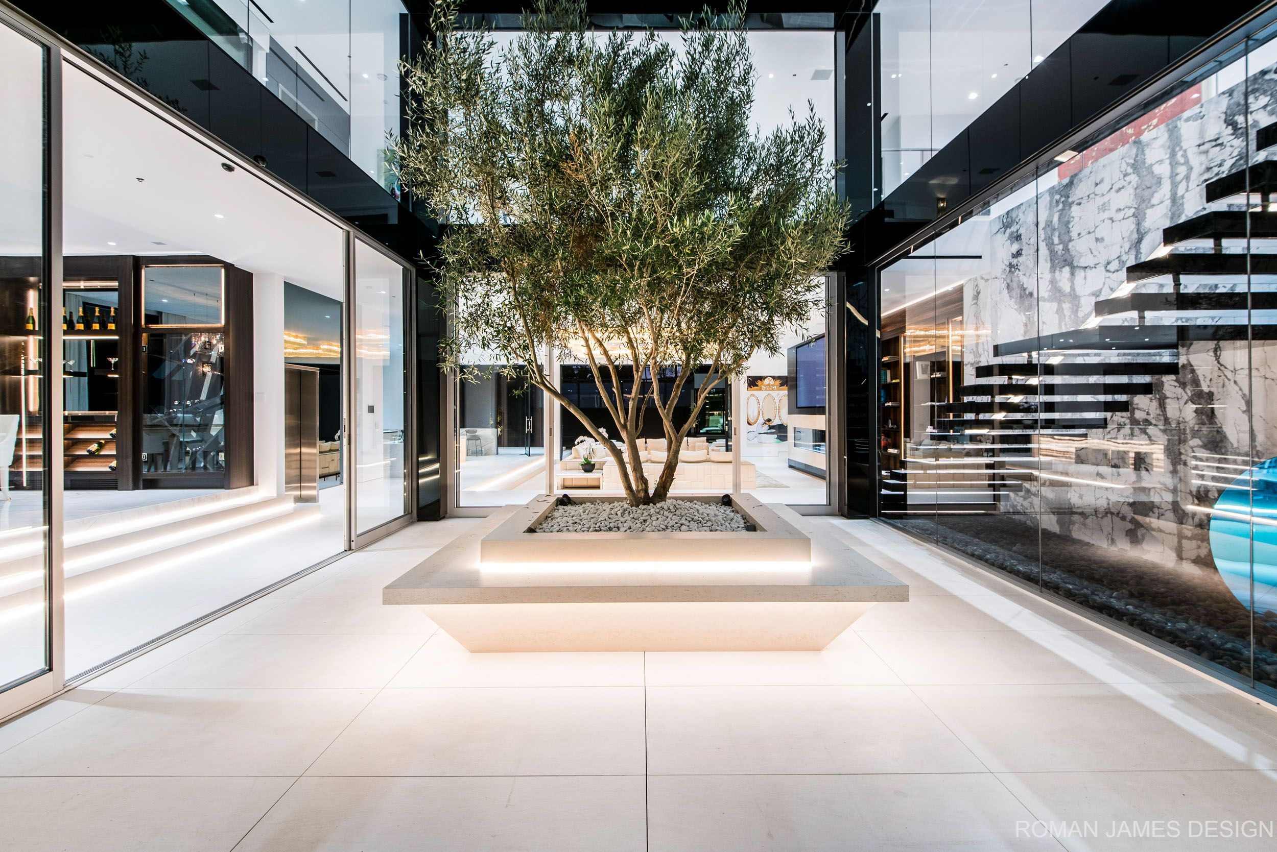 Canon Drive Modern Mansion Entrance