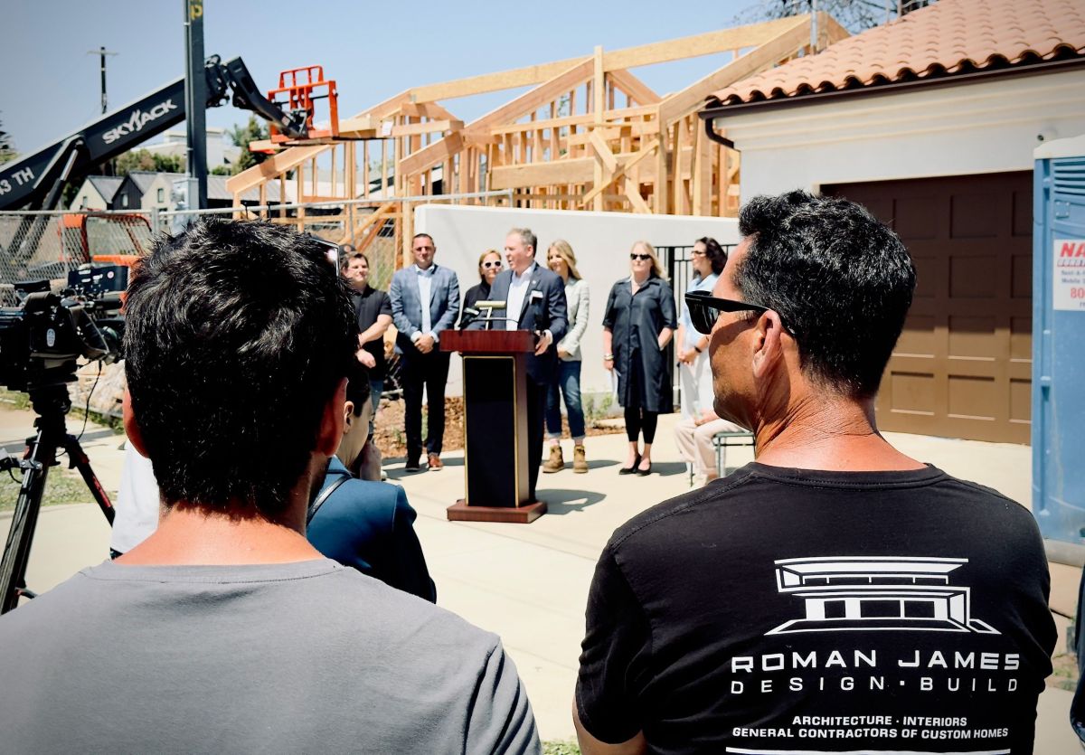 Pacific Palisades construction project with people
